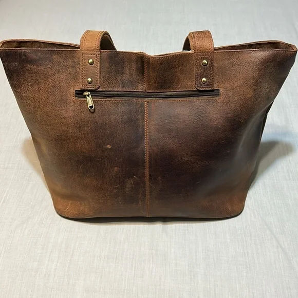 Crazy Heifers Large HOH (Hair on Hide) Tote with Gold accents on front. - Picture 4 of 11